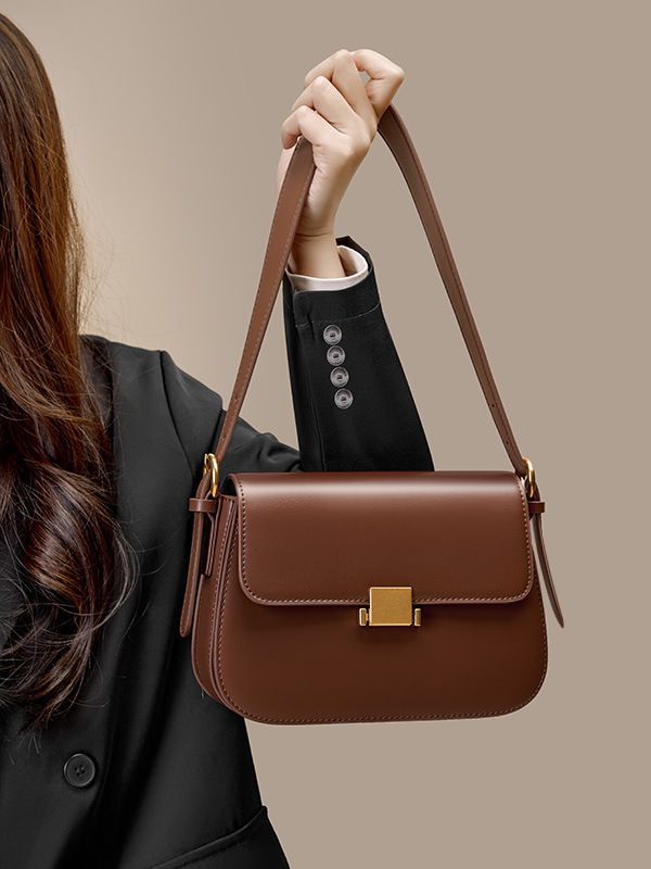 Genuine Leather Flap Crossbody Bag - image 3