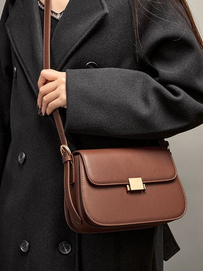Genuine Leather Flap Crossbody Bag - image 4