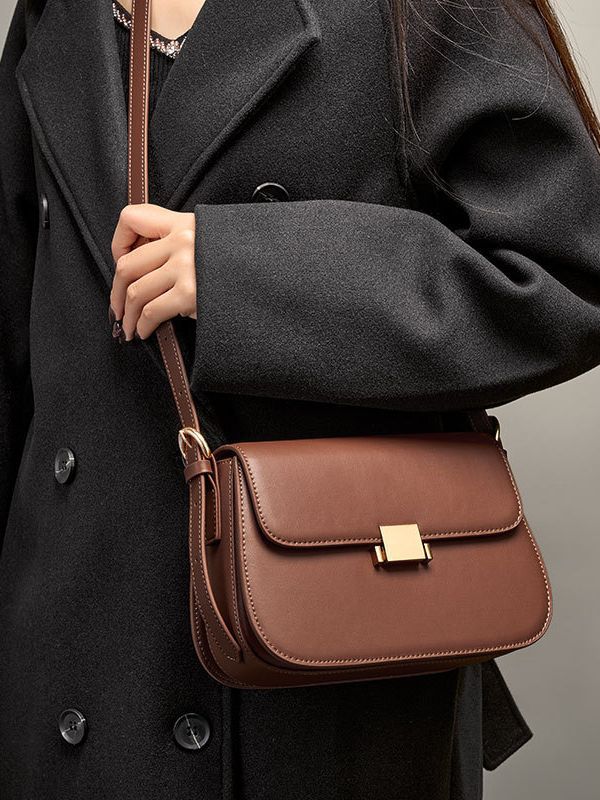 Genuine Leather Flap Crossbody Bag - image 4