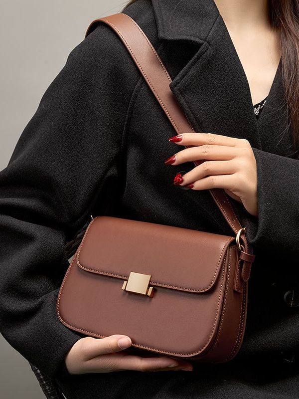 Genuine Leather Flap Crossbody Bag - image 5