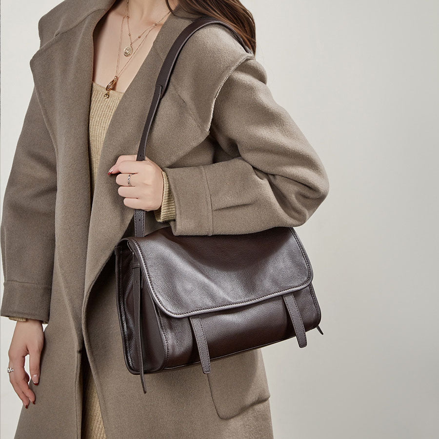 Genuine Leather Flap Phone Crossbody Bag - image 3