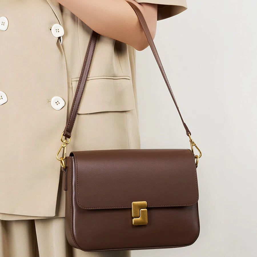 Genuine Leather Flap Shoulder Crossbody Bag - image 2