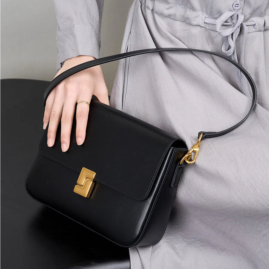 Genuine Leather Flap Shoulder Crossbody Bag - image 3