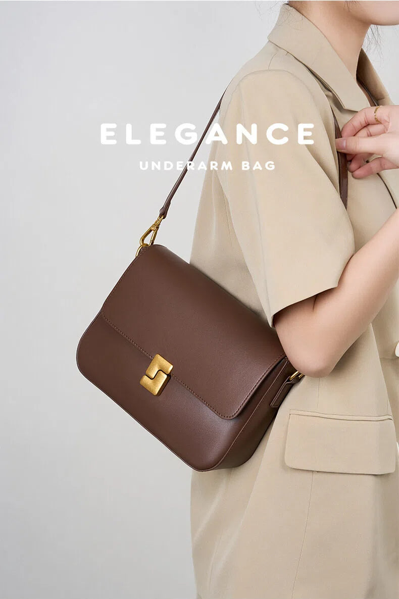Genuine Leather Flap Shoulder Crossbody Bag - image 5