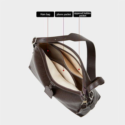 Genuine Leather Foldover Crossbody Shoulder Bag - image 5