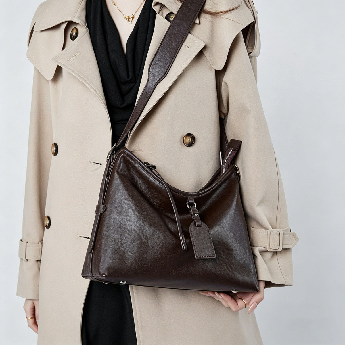 Genuine Leather Foldover Crossbody Shoulder Bag - image 6