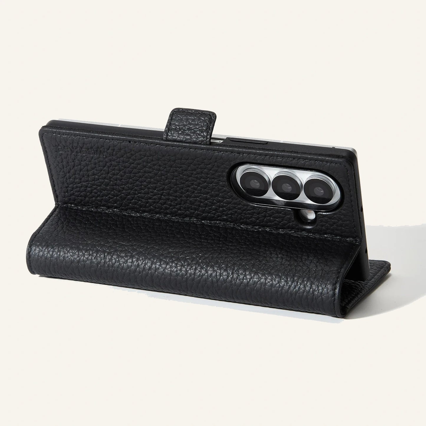Genuine Leather Folio Card Slots Wallet Phone Case for Samsung Galaxy Z Fold Series (Wholesale/OEM) - #F6F3ED square main image