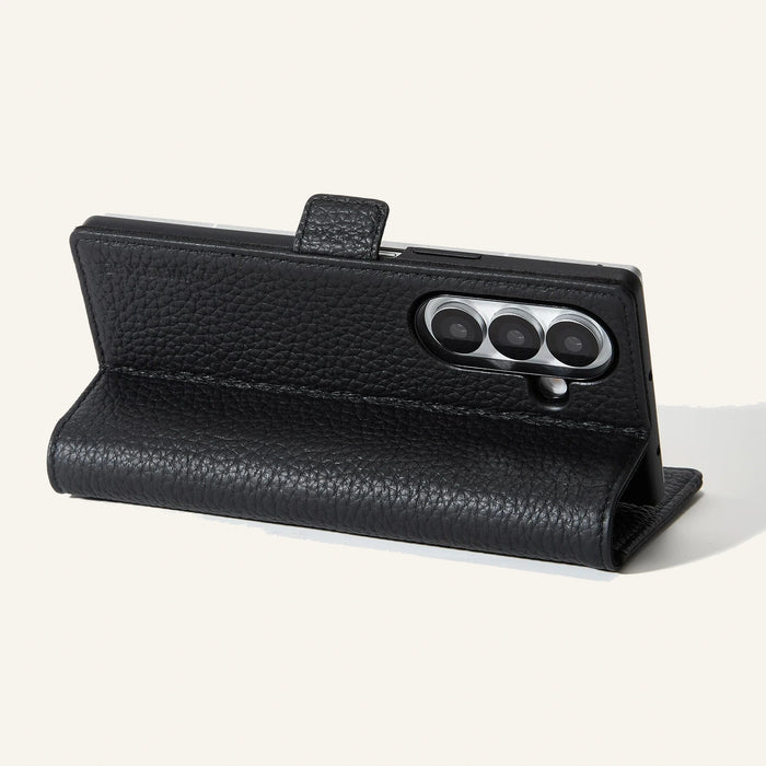 Genuine Leather Folio Card Slots Wallet Phone Case for Samsung Galaxy Z Fold Series (Wholesale/OEM) - #F6F3ED square main image