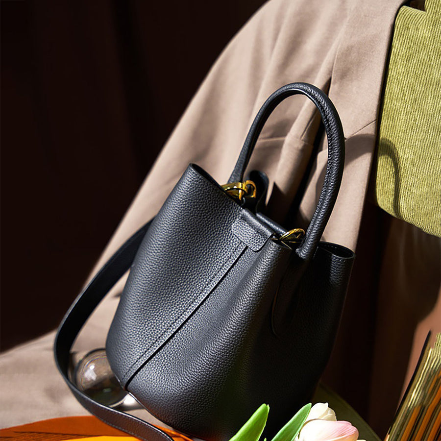 Genuine Leather Mini Top Handle Handbag - image 1