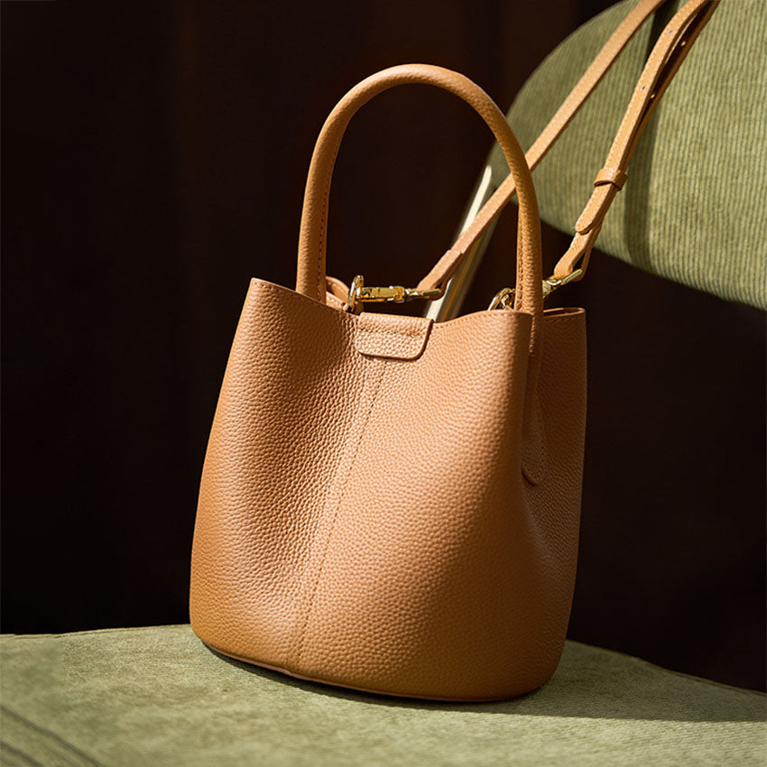 Genuine Leather Mini Top Handle Handbag - image 4