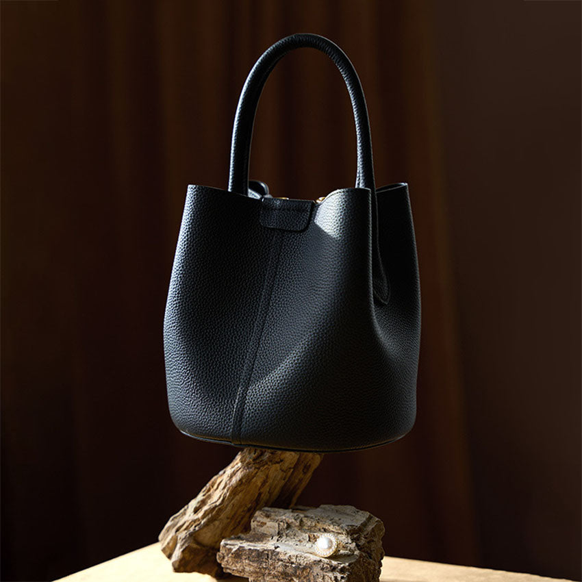 Genuine Leather Mini Top Handle Handbag - image 5