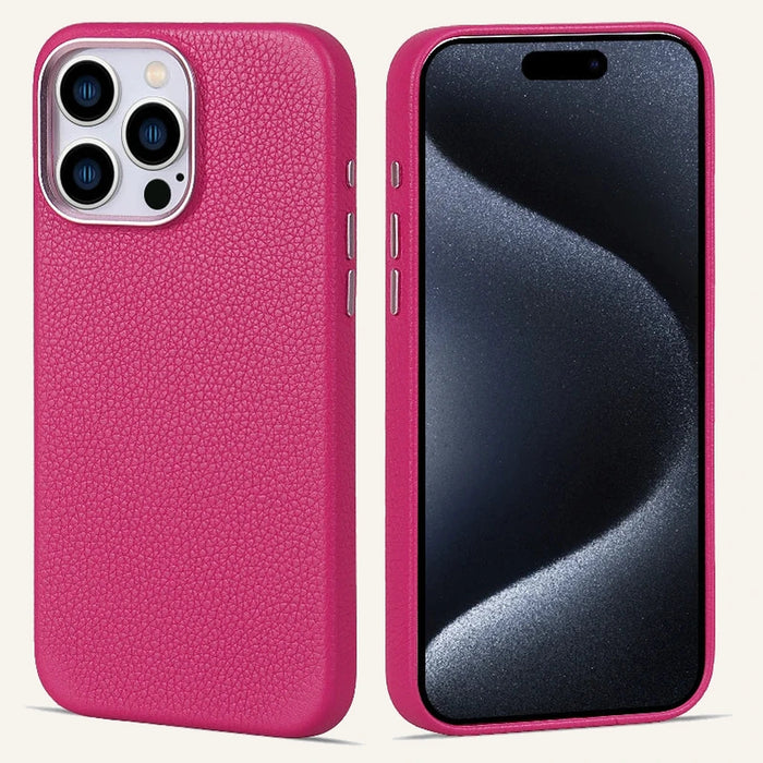 Genuine Leather Phone Case for iPhone 15 Series (Wholesale/OEM) - #F6F3ED square main image