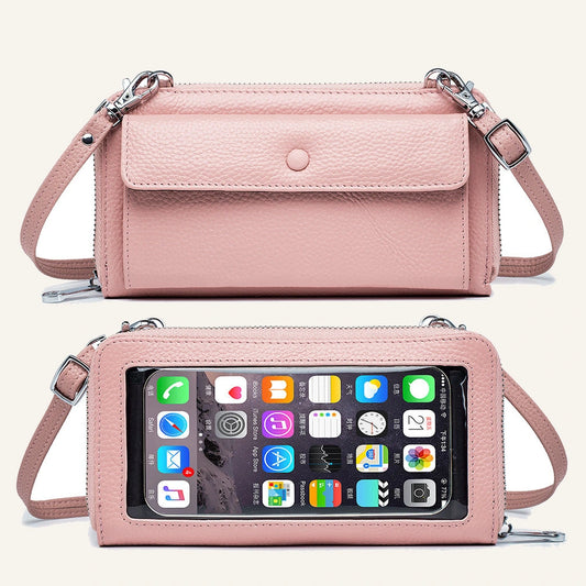 Genuine Leather Phone Wallet Crossbody Bag (Wholesale/OEM Manufacturer) - #F6F3ED square main image