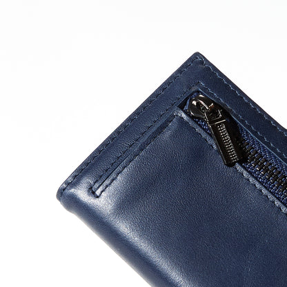 Navy genuine leather RFID pop-up aluminum card holder - image 3