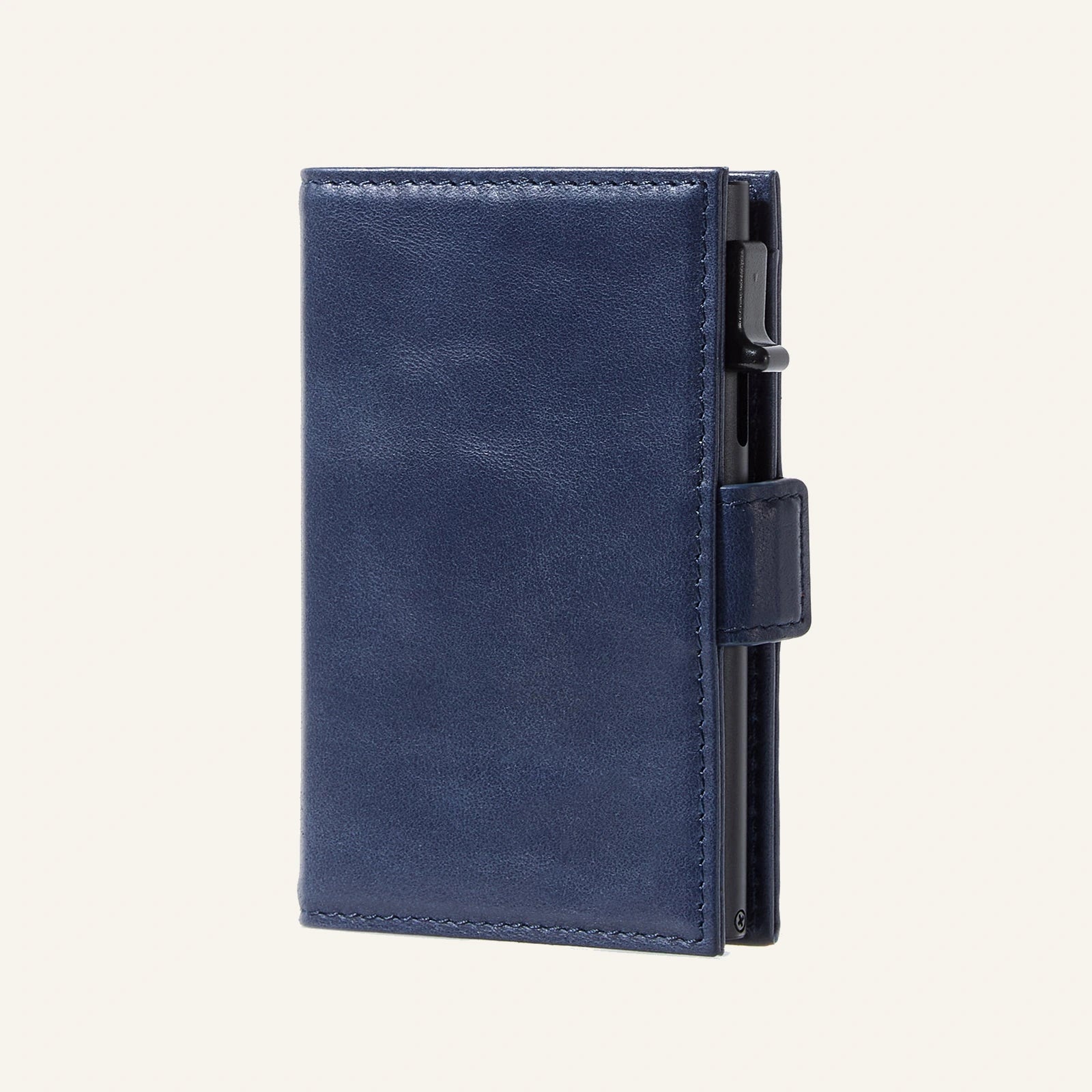 Genuine Leather RFID Pop-Up Aluminum Card Holder (Wholesale/OEM Manufacturer) - #F6F3ED square main image