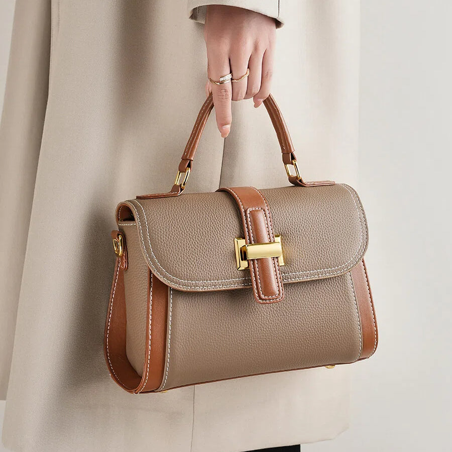Genuine Leather Top Handle Satchel Bag - image 1