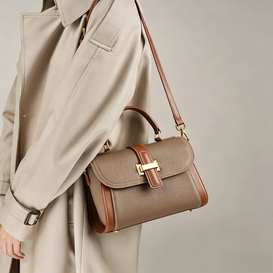 Genuine Leather Top Handle Satchel Bag - image 2