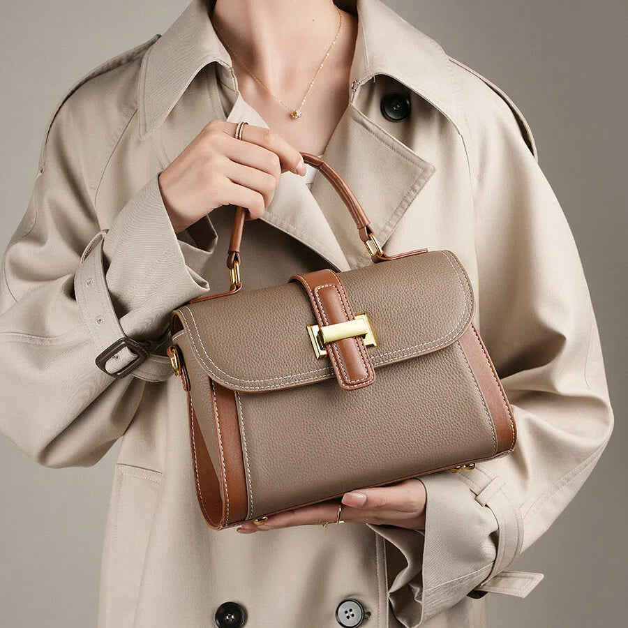 Genuine Leather Top Handle Satchel Bag - image 3