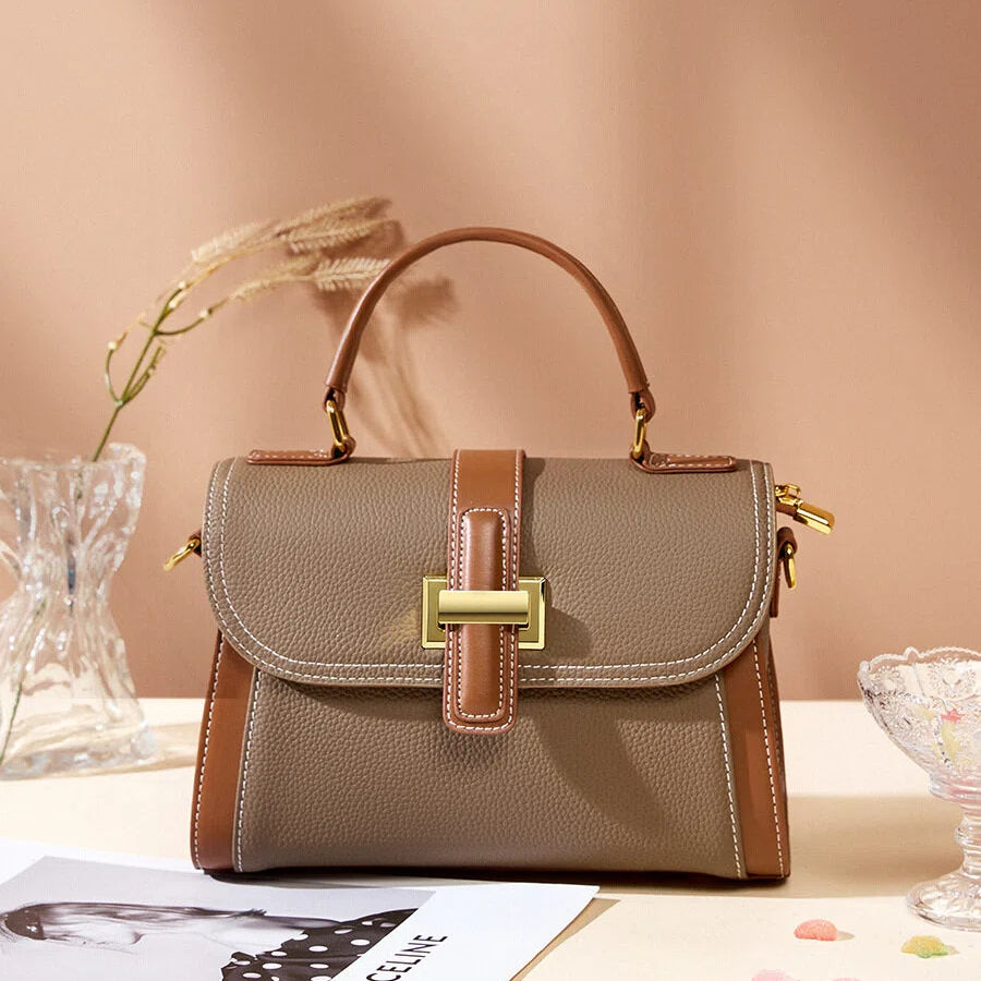 Genuine Leather Top Handle Satchel Bag - image 4
