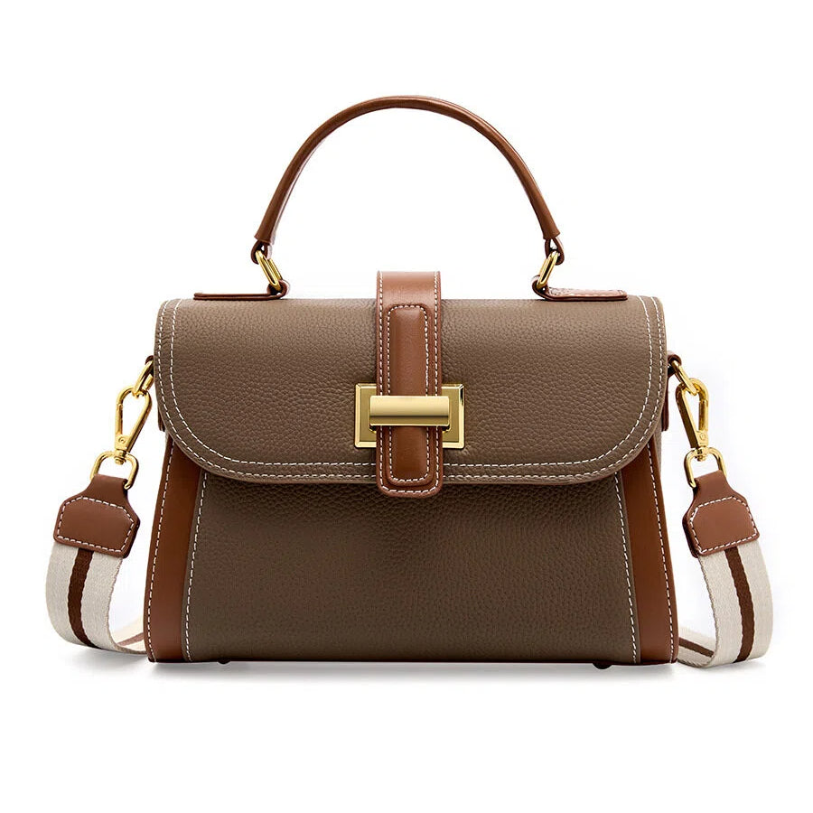 Genuine Leather Top Handle Satchel Bag - image 5