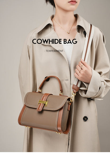 Genuine Leather Top Handle Satchel Bag - image 7