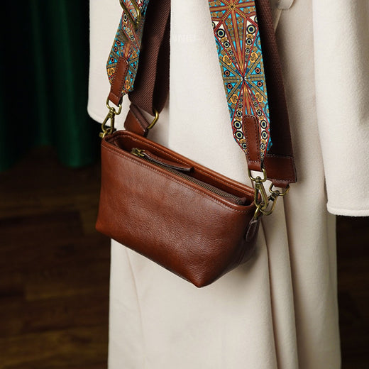 Genuine Leather Zip Crossbody Bag - image 1
