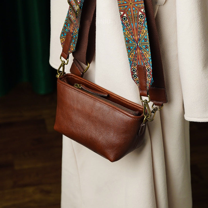 Genuine Leather Zip Crossbody Bag - image 1