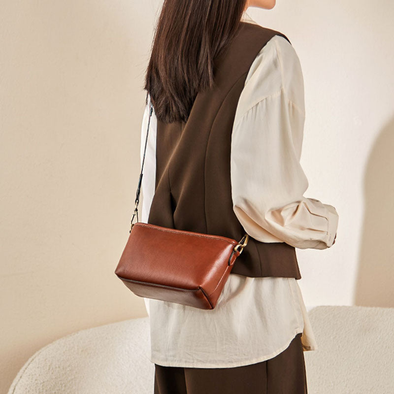 Genuine Leather Zip Crossbody Bag - image 2