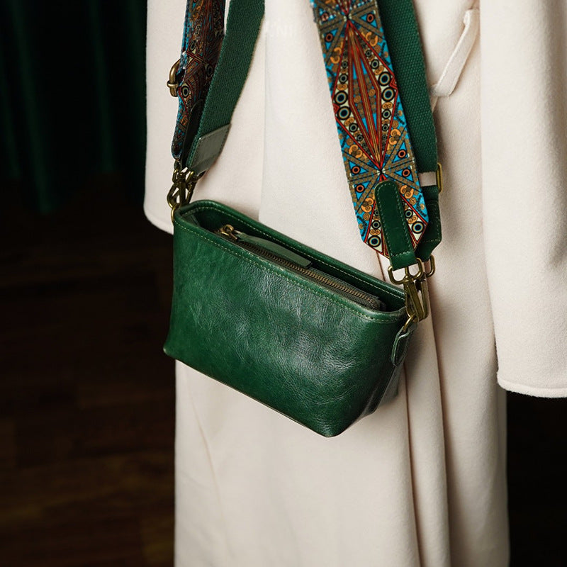 Genuine Leather Zip Crossbody Bag - image 3