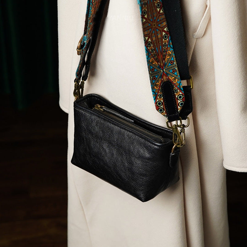 Genuine Leather Zip Crossbody Bag - image 4