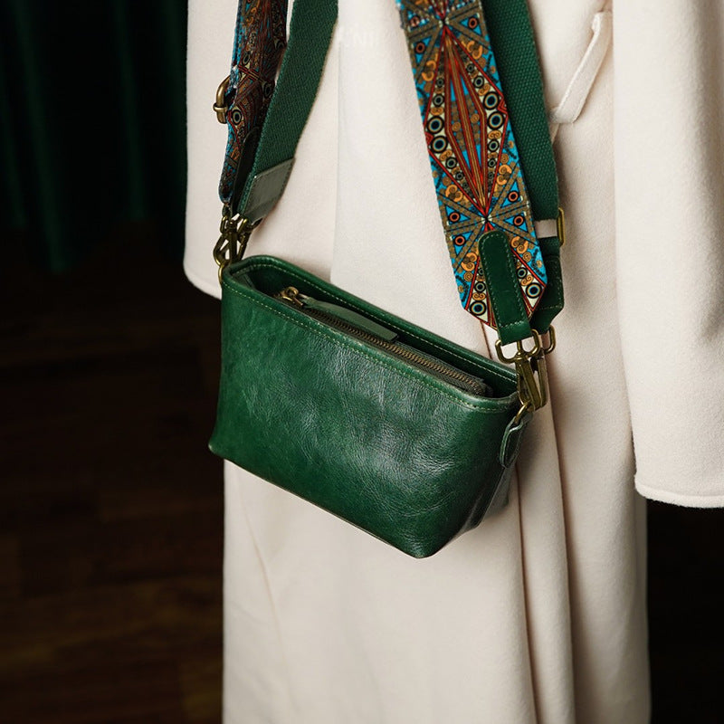 Genuine Leather Zip Crossbody Bag - image 6