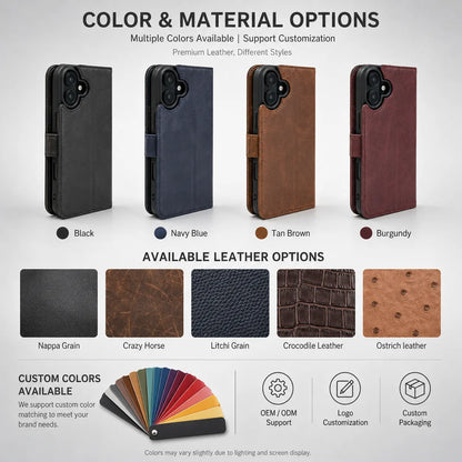 braun Echtleder iPhone 16 Hülle (Großhandel/OEM-Hersteller)