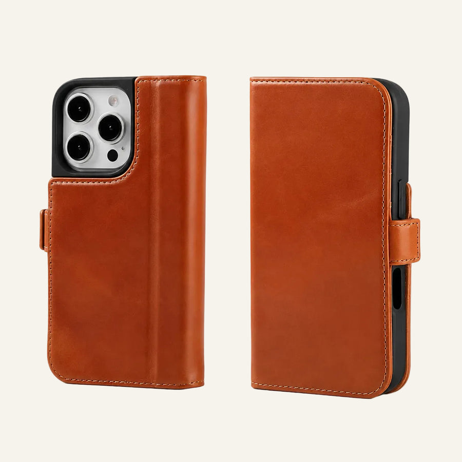 Genuine marrón cuero iPhone 16 Pro Max funda (Fabricante mayorista/OEM)