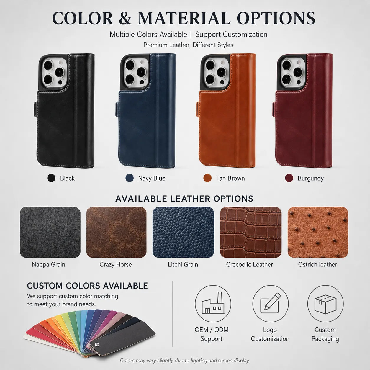 Genuine Brown Leather iPhone 16 Pro Max Case (Wholesale/OEM Manufacturer)