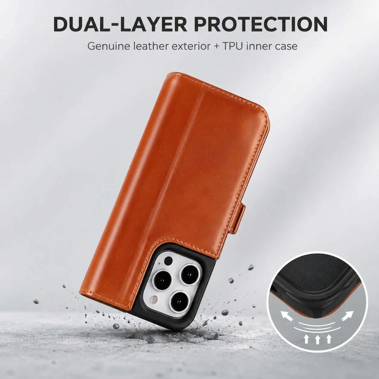 Genuine Brown Leather iPhone 16 Pro Max Case (Wholesale/OEM Manufacturer)