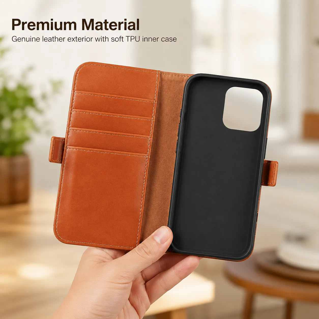 Genuine Brown Leather iPhone 16 Pro Max Case (Wholesale/OEM Manufacturer)