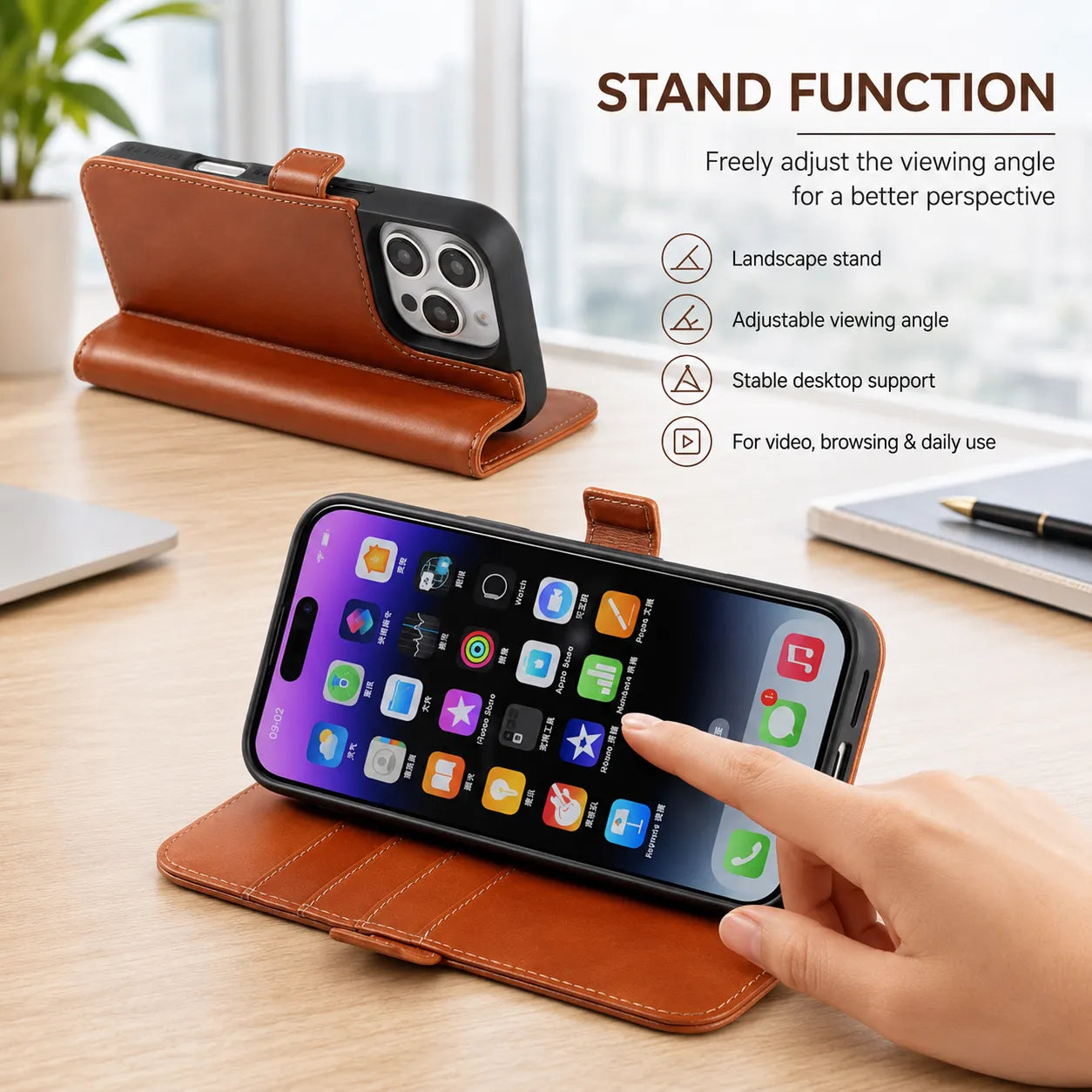 Genuine Brown Leather iPhone 16 Pro Max Case (Wholesale/OEM Manufacturer)