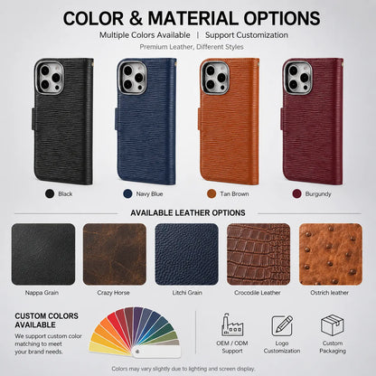 Genuine Red Leather iPhone 16 Pro Case (Wholesale/OEM Manufacturer)