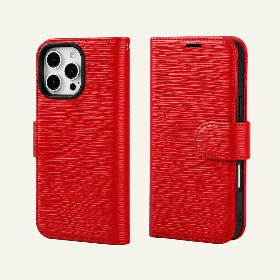 Genuine rojo cuero iPhone 16 Pro funda (Fabricante mayorista/OEM)