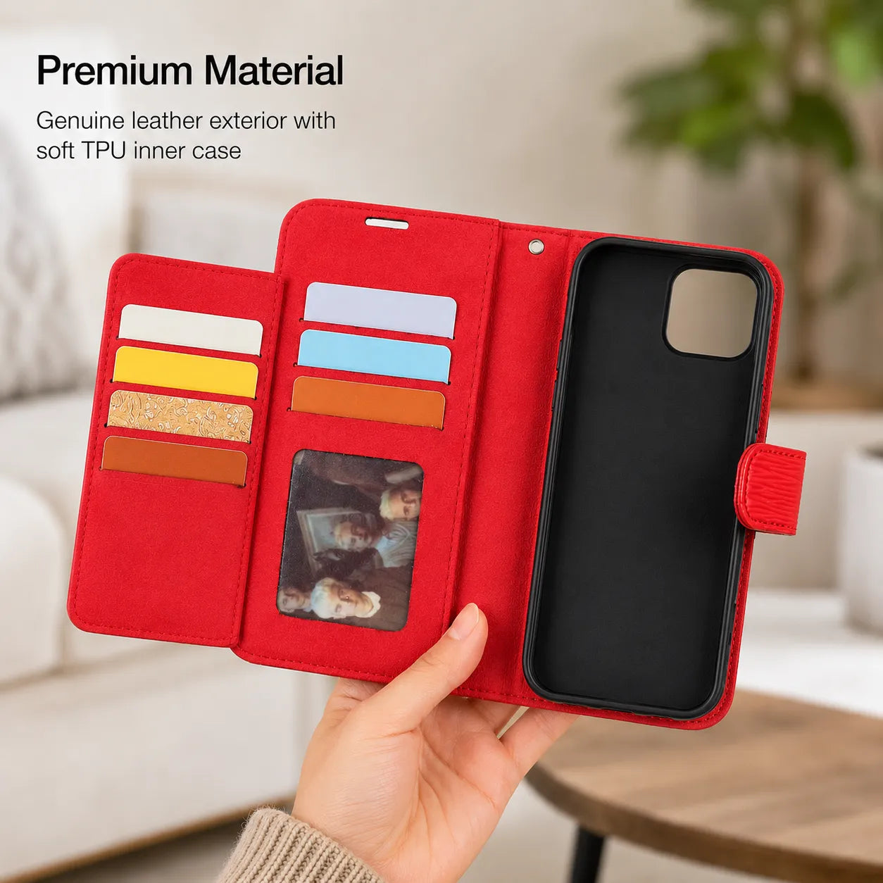 Genuine Red Leather iPhone 16 Pro Case (Wholesale/OEM Manufacturer)