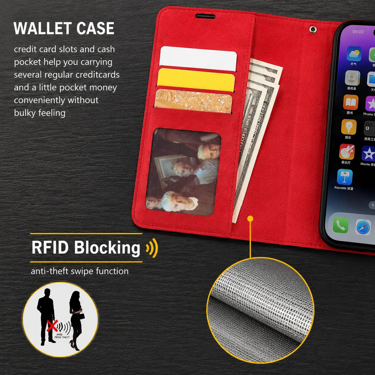 Genuine Red Leather iPhone 16 Case (Wholesale/OEM Manufacturer)