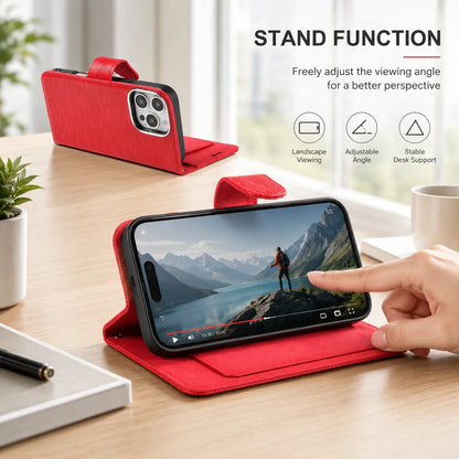 Genuine Red Leather iPhone 16 Pro Case (Wholesale/OEM Manufacturer)