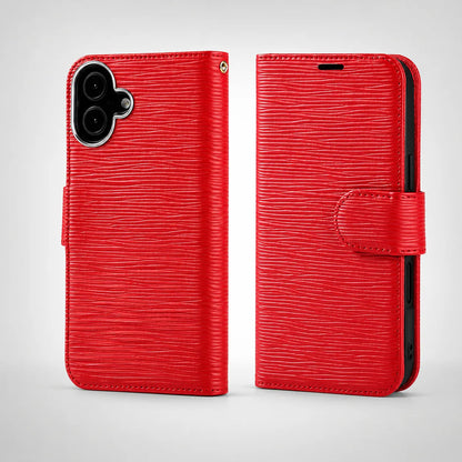 Genuine Red Leather iPhone 16 Case (Wholesale/OEM Manufacturer)