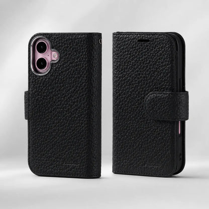 Genuine Black Leather iPhone 16 Case (Wholesale/OEM Manufacturer)