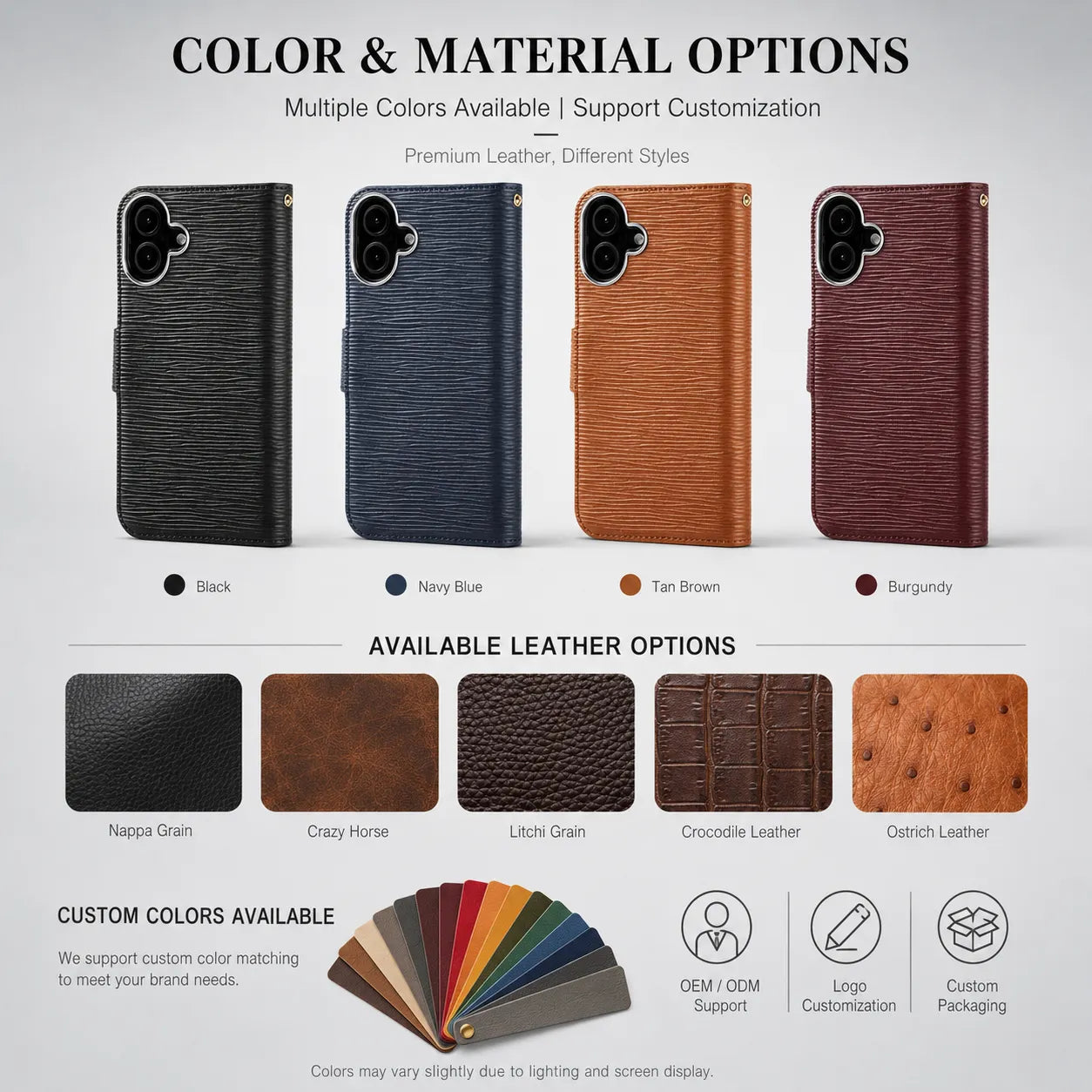 Genuine Red Leather iPhone 16 Case (Wholesale/OEM Manufacturer)