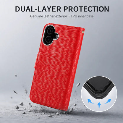 Genuine Red Leather iPhone 16 Case (Wholesale/OEM Manufacturer)