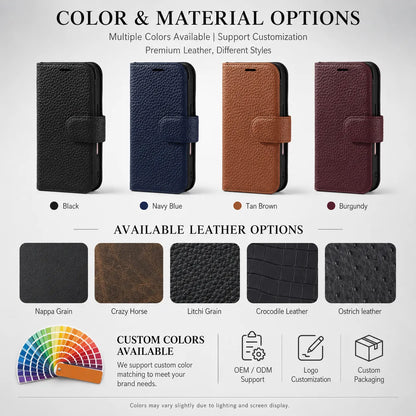 Genuine Leather iPhone 16 Pro Max Case (Wholesale/OEM Manufacturer)
