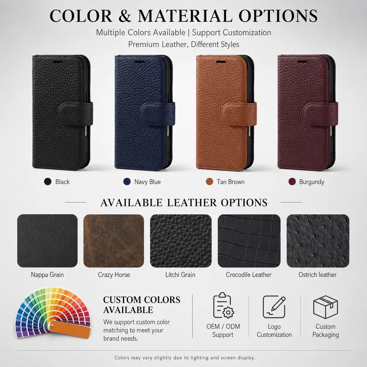 Genuine Black Leather iPhone 16 Case (Wholesale/OEM Manufacturer)