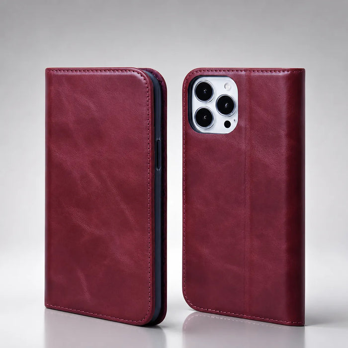 Aaronscase Echtleder Lila iPhone 16 Brieftaschen-Hülle (Großhandel / Hersteller)