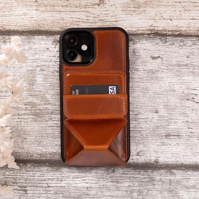 Aaronscase Genuine Leather iPhone 12 Case with Card Holder (Wholesale/Manufacturer)